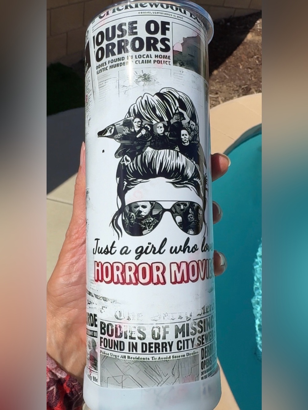 Just A Girl Who loves Horror 20 oz tumbler